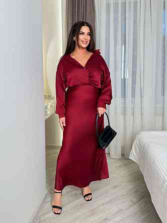 Шелковая женская рубашка свободного фасона со спущенным плечом итальянский шелк Бургунди, 42/46 Одесса