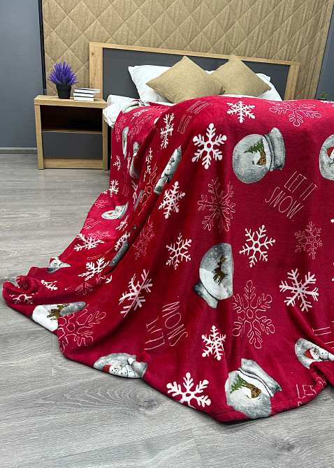 Плед-покривало Decorator WellSoft 150х210 см з різдвяним принтом Червоний (87-173) Київ - фото 7