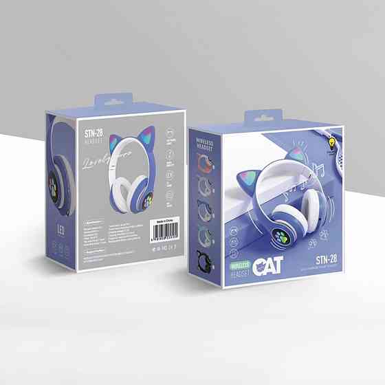 Стильные наушники с кошачьими ушками, Беспроводные детские наушники cat с кошачьими ушками AK-74 Львов