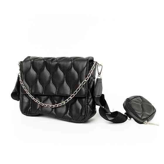 Сумка женская через плечо со стеганым узором, модная сумочка с цепочкой и ремешком, Черный Каменец-Подольский