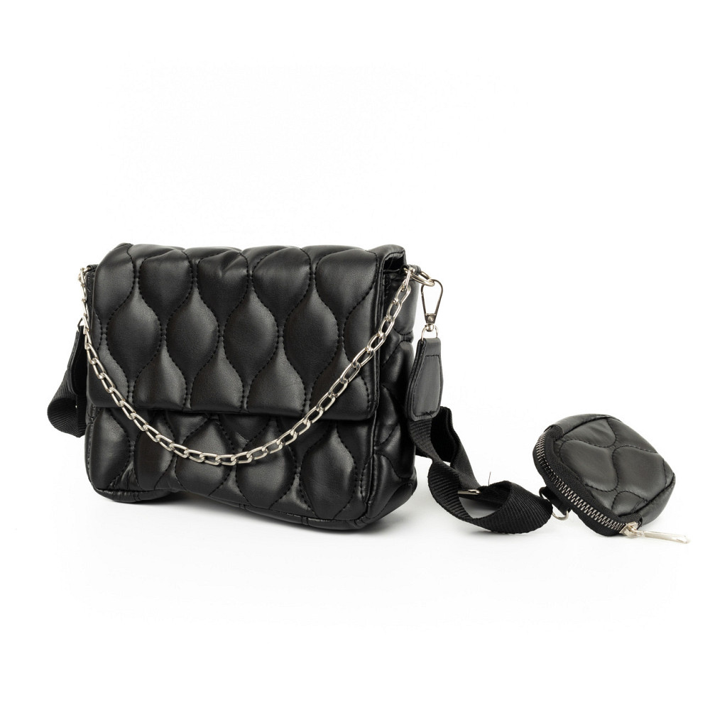 Сумка женская через плечо со стеганым узором, модная сумочка с цепочкой и ремешком, Черный Каменец-Подольский - изображение 1