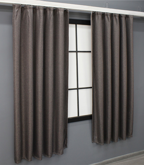 Комплект коротких штор VR-Textil Льон-блекаут Льон Мішковина № 1160ш Сіро-коричневий 130х170см 2 шт (35-0167) Київ - фото 4
