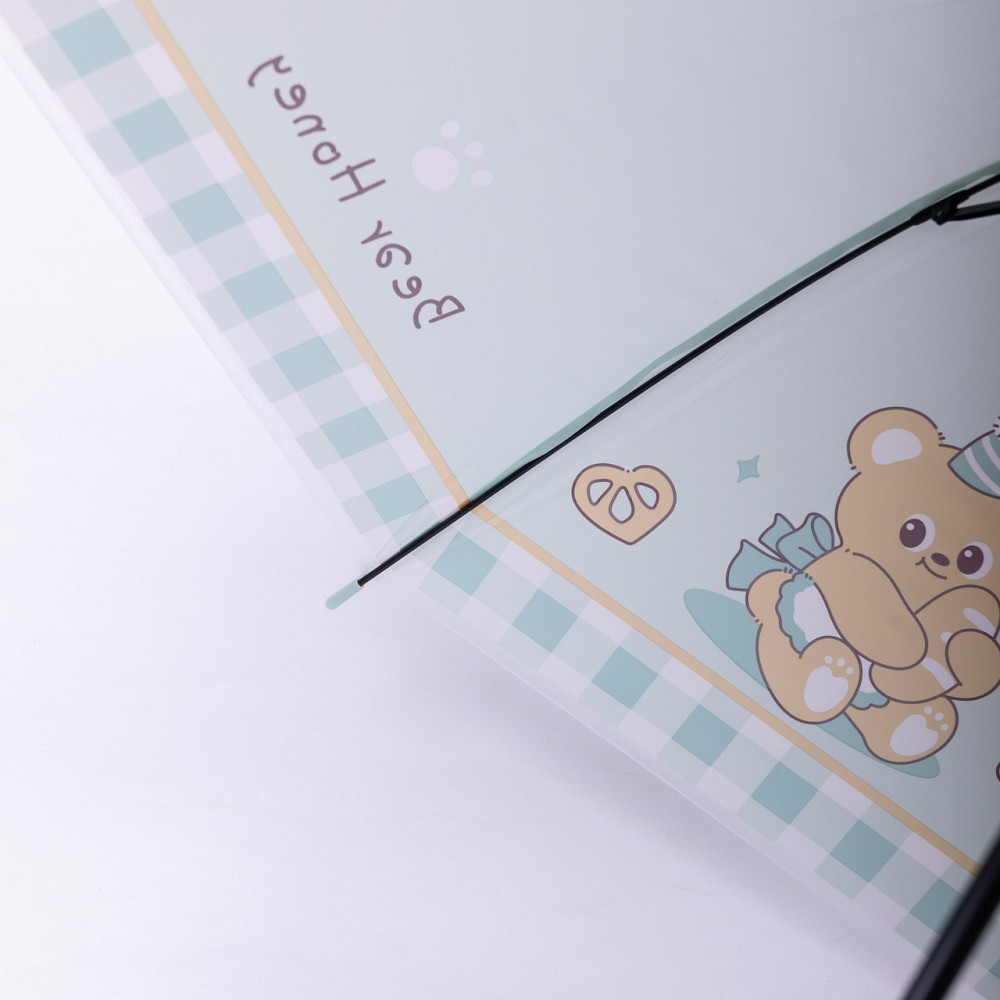 Класична дитяча парасолька-тростина напівавтомат з поліестеру міцна надійна 8 спиць діаметр 94 см М'ятний HP-23-11M Київ - фото 9