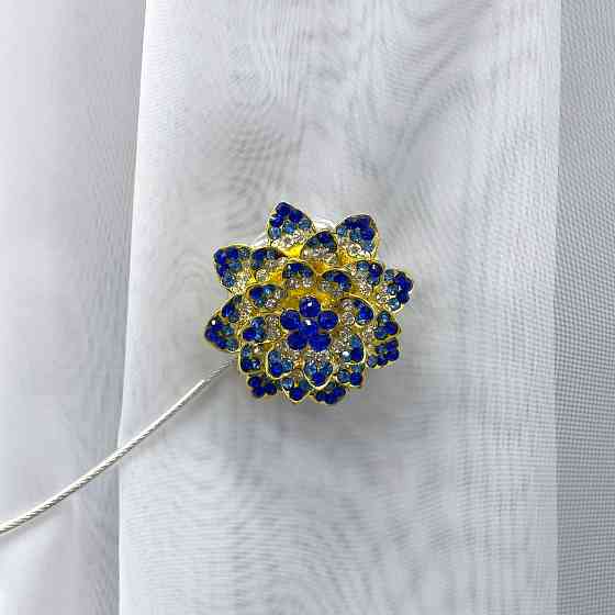 Магніти для штор та гардин "Flowers" набір 2 шт Синій з золотистим (81-207) Київ