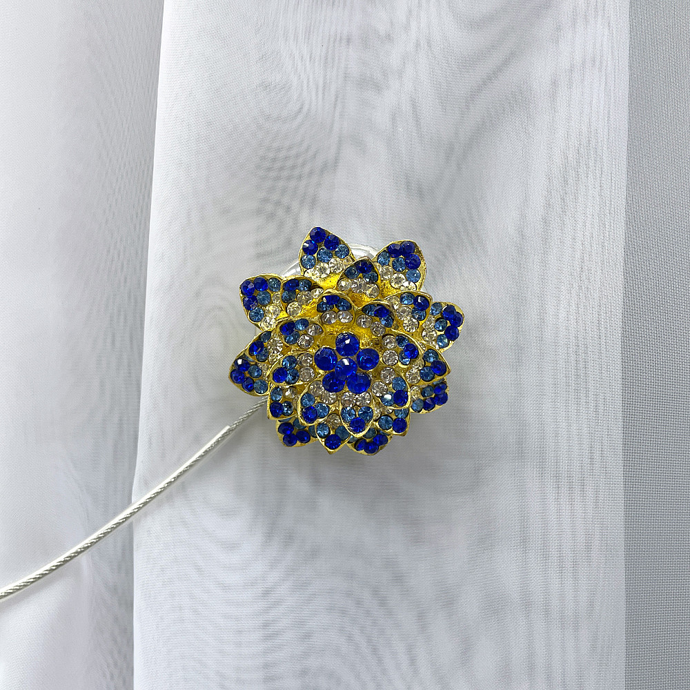 Магніти для штор та гардин "Flowers" набір 2 шт Синій з золотистим (81-207) Київ - фото 2