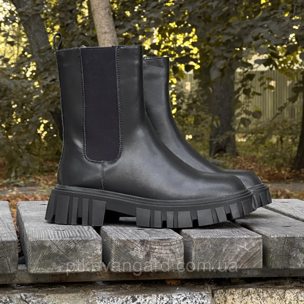 Ботинки женские Челси из натуральной кожи с застежкой демисезонные, размер 41 черный Хмельницкий - изображение 1