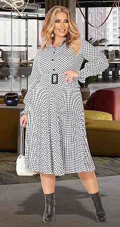 Красивое платье плиссе большого размера юбкой плиссе и поясом (52) Киев