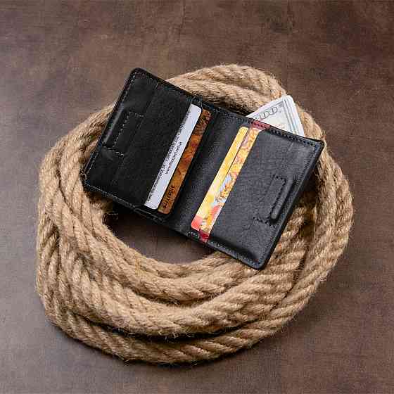 Стильное портмоне-кредитница комби в гладкой коже GRANDE PELLE 11327 Черное Киев