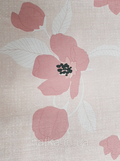 Шпалери вінілові Lutece Melody 51196703 квіти рожеве листя білі на світло-рожевому в крапку тлі Київ - фото 3