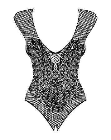 (SALE) Бодистокинг из крупной сетки с кружевом Obsessive B112 teddy XL/XXL, черный, с доступом Sex Aura Киев