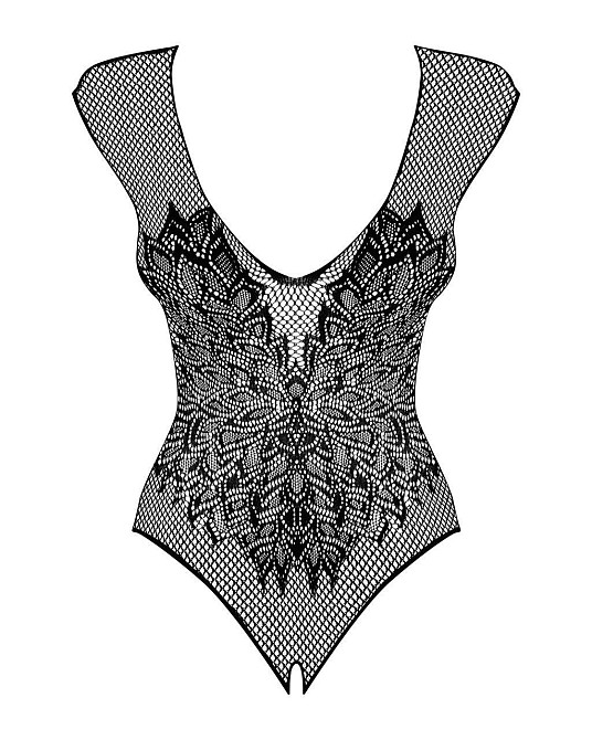 (SALE) Бодистокинг из крупной сетки с кружевом Obsessive B112 teddy XL/XXL, черный, с доступом Sex Aura Киев - изображение 4