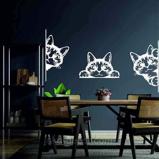 Декоративне настінне Панно «Кіт» Декор на стіну (1 шт/1 кіт) 90*58 см, Білий Київ
