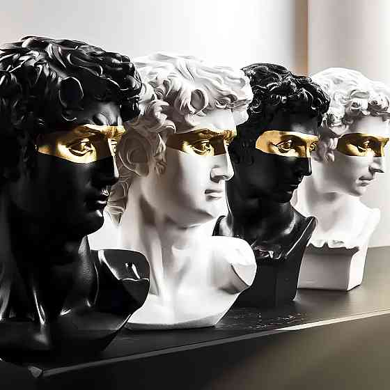 Скульптура бюст Давида RESTEQ черного цвета. Фигурка для интерьера Давид 15 см. Декор бюст Давид (Микеланджело) Киев