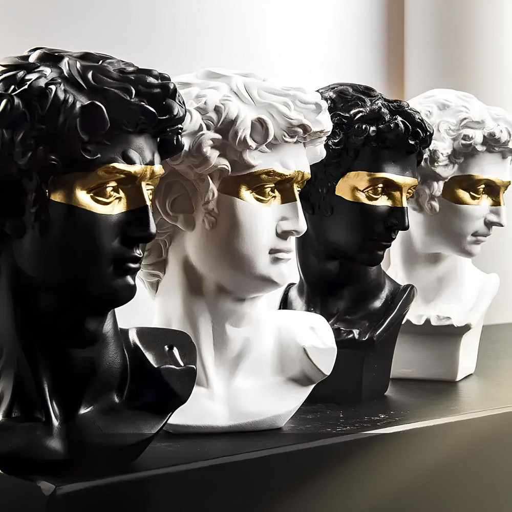 Скульптура погруддя Давида RESTEQ чорного кольору. Фігурка для інтер`єру Давид 15 см (Мікеланджело) Київ - фото 4