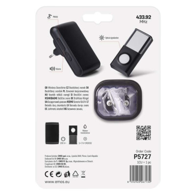 Дверной звонок EMOS беспроводной P5727 питание от сети 220В (150м) (P5727) Винница - изображение 6