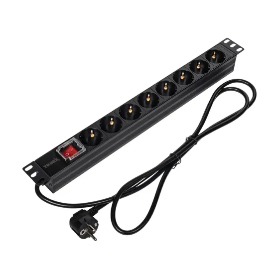 Блок розеток Trinix TRX-PDU/8M-16А Black для комутаційної шафи 19" на 8 розеток, з вимикачем (25-00110) Київ