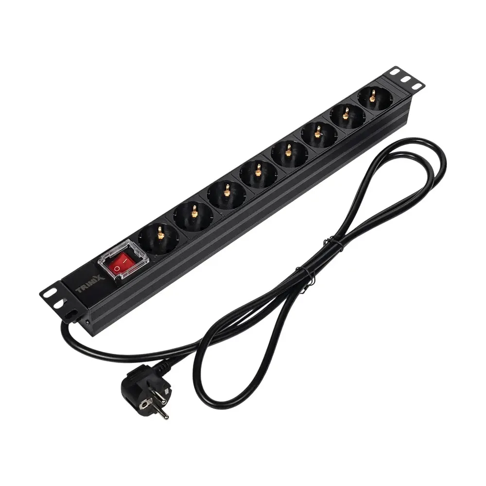 Блок розеток Trinix TRX-PDU/8M-16А Black для комутаційної шафи 19" на 8 розеток, з вимикачем (25-00110) Київ - фото 2
