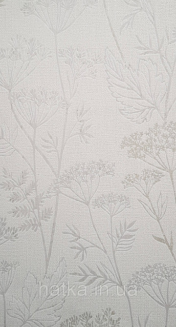 Шпалери вінілові на флізеліні Marburg Memoria 1.06х10 прованс квіти кульбабаба листя сріблясті на білому Київ - фото 2