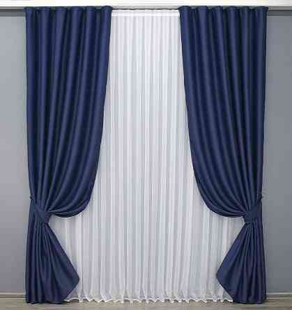 Комплект готових штор VR-Textil Блекаут Fusion Dimout № 831ш Синій 100х270 см 2 шт (31-221) Київ