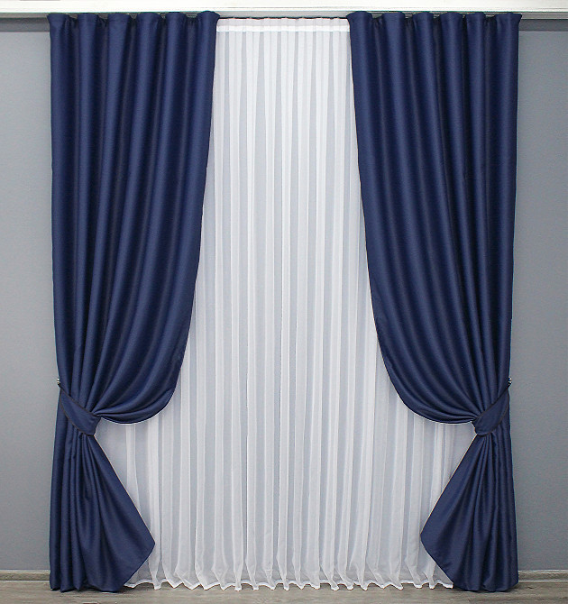 Комплект готових штор VR-Textil Блекаут Fusion Dimout № 831ш Синій 100х270 см 2 шт (31-221) Київ - фото 2