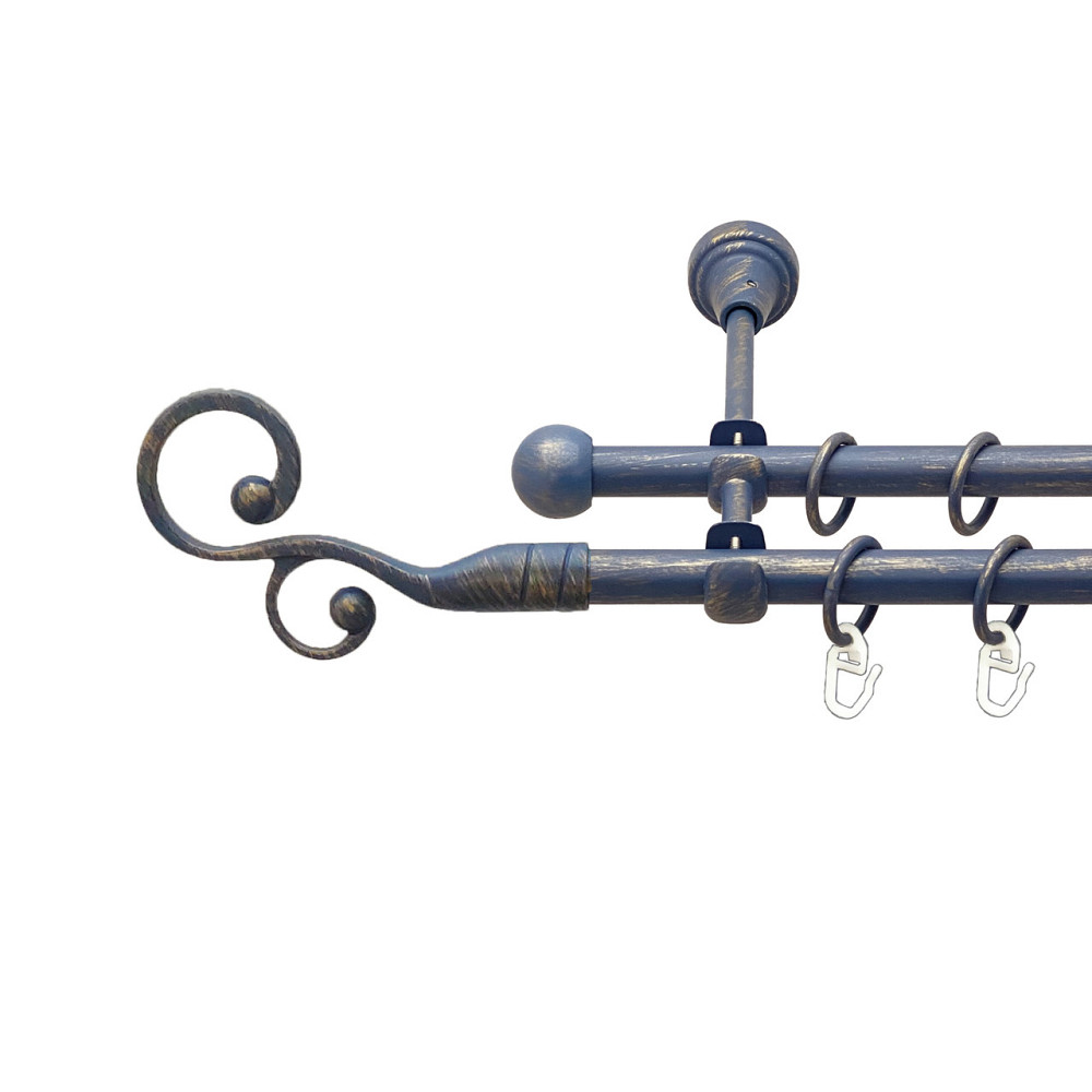 Карниз Orvit Флорес металевий дворядний відкритий Блакить Золота 16\16 мм 200 см (00-00015678) Львов - изображение 1