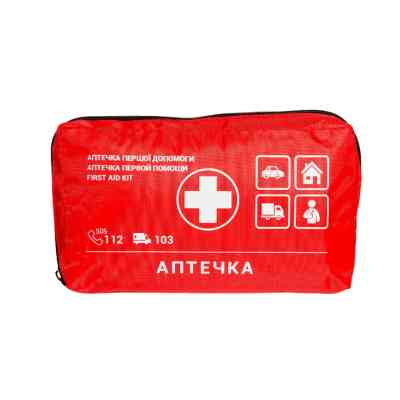 Автомобільна аптечка Poputchik згідно ТУ футляр м&apos;який червоний 19х8х14 (02-002-М) Вінниця