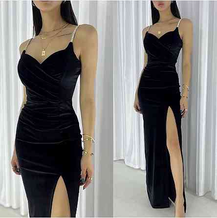 Жіноче елегантне святкове плаття максі з турецького оксамиту Чорний, 46/48 Одеса