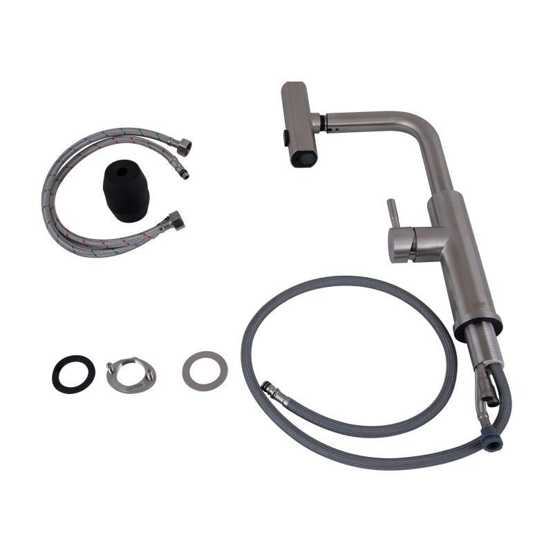 Смеситель для кухни Lidz Aria с выдвижным мультифункциональным изливом-лейкой LDARI015FLTNKS37643 Nickel Харьков - изображение 5