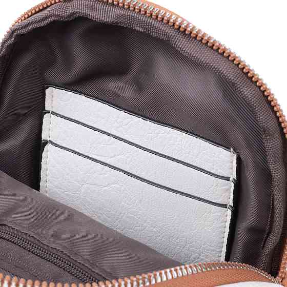 Невелика жіноча сумка через плече з екошкіри з акцентом на текстильну лямку Vintage 22779 Білий Київ