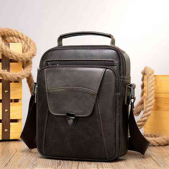 Сумка мужская из плотной кожи 14996 Vintage Коричневая Киев