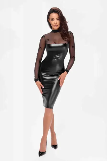 Сукня Noir Handmade F310 Sublime wetlook and flocked mesh midi dress - XXL Львов - изображение 3