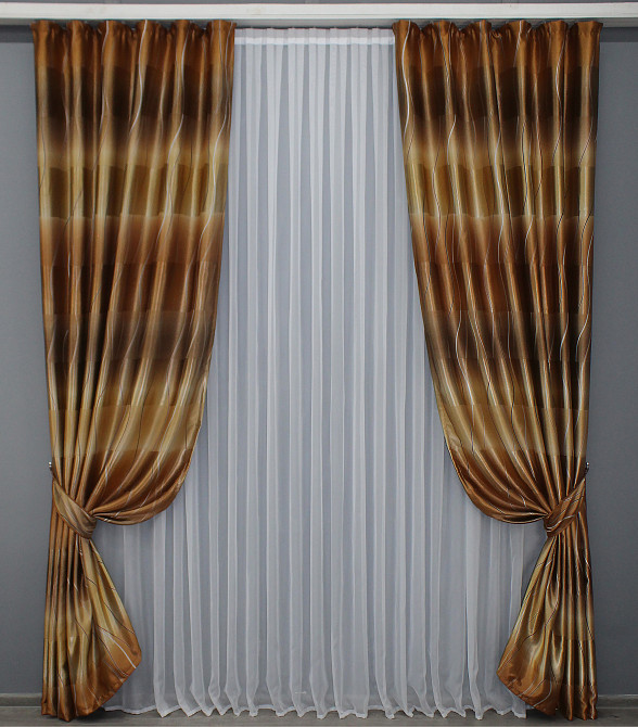 Комплект готовых штор VR-Textil Фотошторы двусторонние № 1387ш Коричневый 150х270 см 2 шт (33-0258) Киев - изображение 2