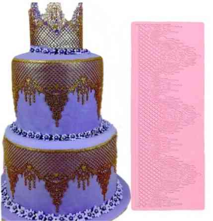 Молд для торта силиконовый Кружево 356 на 130 мм розовый Киев