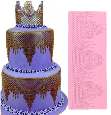 Молд для торта силиконовый Кружево 356 на 130 мм розовый Киев - изображение 3