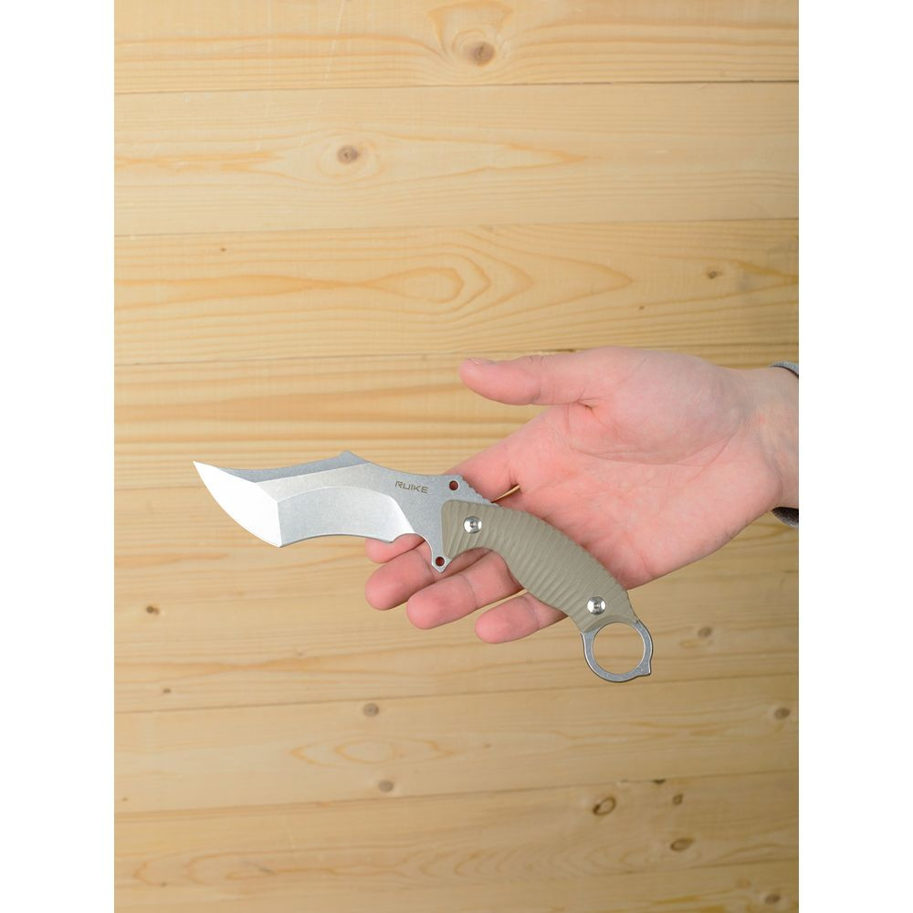 Ніж фіксований мисливський Ruike F181-W, (11.5 см) 14C28N / G10 пісочний Киев - изображение 7