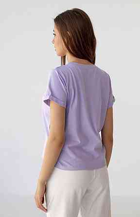 Базовая футболка женская удлиненная Лавандовый XXL Харьков