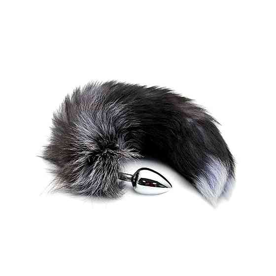 Металева анальна пробка Лисячий хвіст Alive Black And White Fox Tail S, діаметр 2,9 см Sex Aura Київ