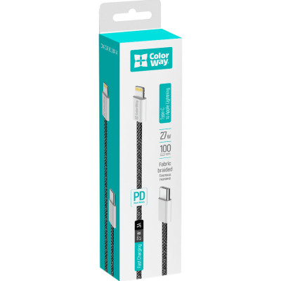 Дата кабель USB-C to Lightning 1.0m 27W black ColorWay (CW-CBPDCL061-BK) Винница - изображение 3