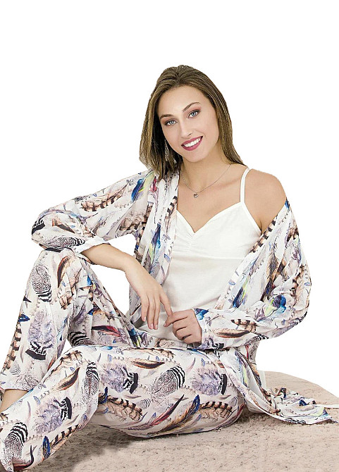 Пижама женская штаны майка халат P6001 XL-XXL Киев - изображение 1