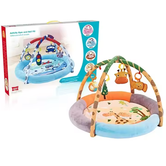 Розвивальний дитячий килимок, яскравий килимок для малюків з м'якими бортиками та іграшками, різнокольоровий Кам'янець-Подільський