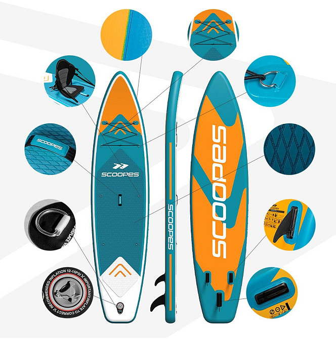 SUP-дошка 350 см надувна з веслом, сидінням, насосом і повним набором аксесуарів Scoopes (Velo 350) Нововолинськ - фото 3