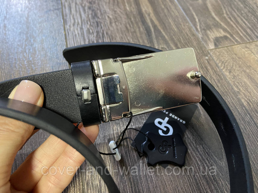 Стильный мужской кожаный ремень черного цвета под брюки 35мм Grande Pelle Киев - изображение 8