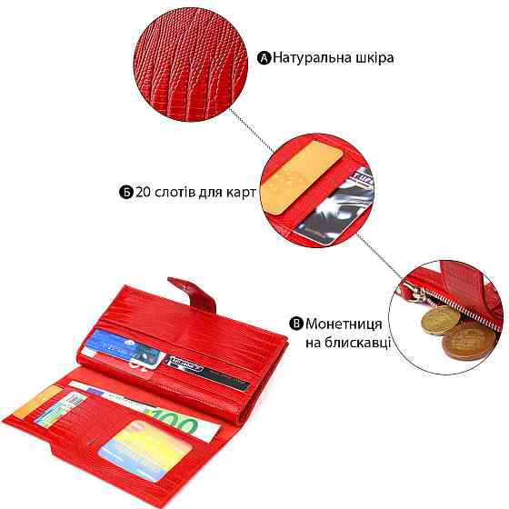 Красивый женский кошелек из натуральной фактурной кожи CANPELLINI 21646 Красный Киев