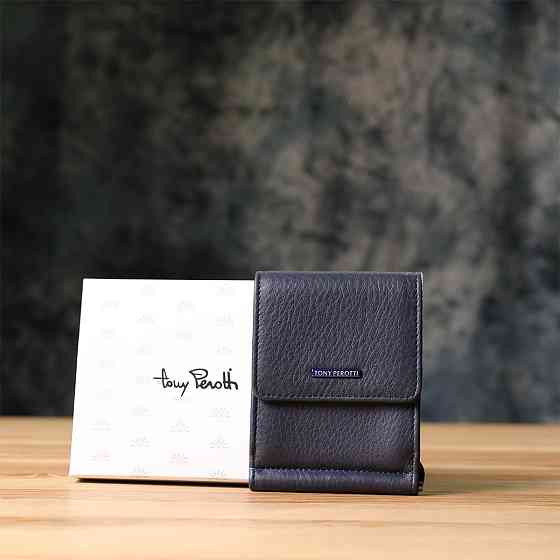 Вертикальный мужской зажим из зернистой натуральной кожи Синий (Tony Perotti) Киев