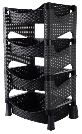 Етажерка 4-х ярусна Violet House 0740 Ротанг Гелаксі Black (7035364) Київ