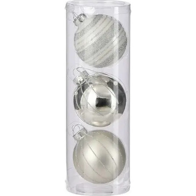 Елочная игрушка House Of Seasons Стеклянные шарики 3 шт D7 см Серебряные (8718861801569) Винница - изображение 2