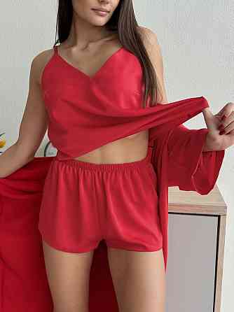Піжама жіноча шовкова майка з шортами Червоний 3XL/4XL Харків