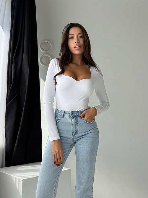 Стильный женский боди с пуш-ап эффектом микродайвинг Белый, 46/48 Одесса - изображение 4