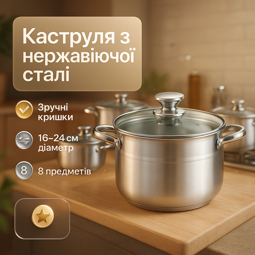 Набір каструль з неприлипним покриттям, Модні набори посуду, Набір каструль з жаростійкою кришкою MZ-49 Львів - фото 3