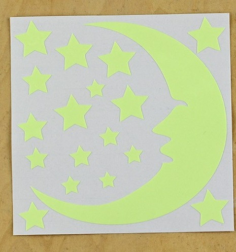 Люмінесцентна наклейка Місяць із зірками 10 на 10 см салатовий Київ - фото 3